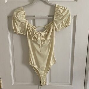 Elegant Yellow Puff Sleeve Bodysuit